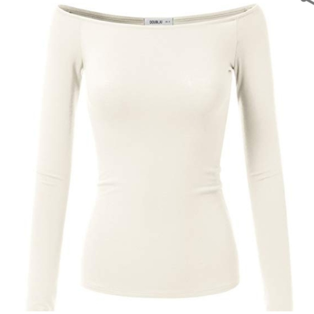 White off the shoulder long sleeve top